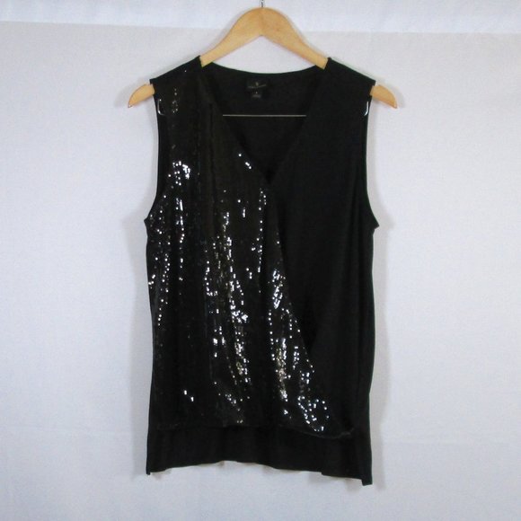 Worthington Tops - Worthington Womens Black Sequin Dress Tank Top Size L Pre-owned Great Co…